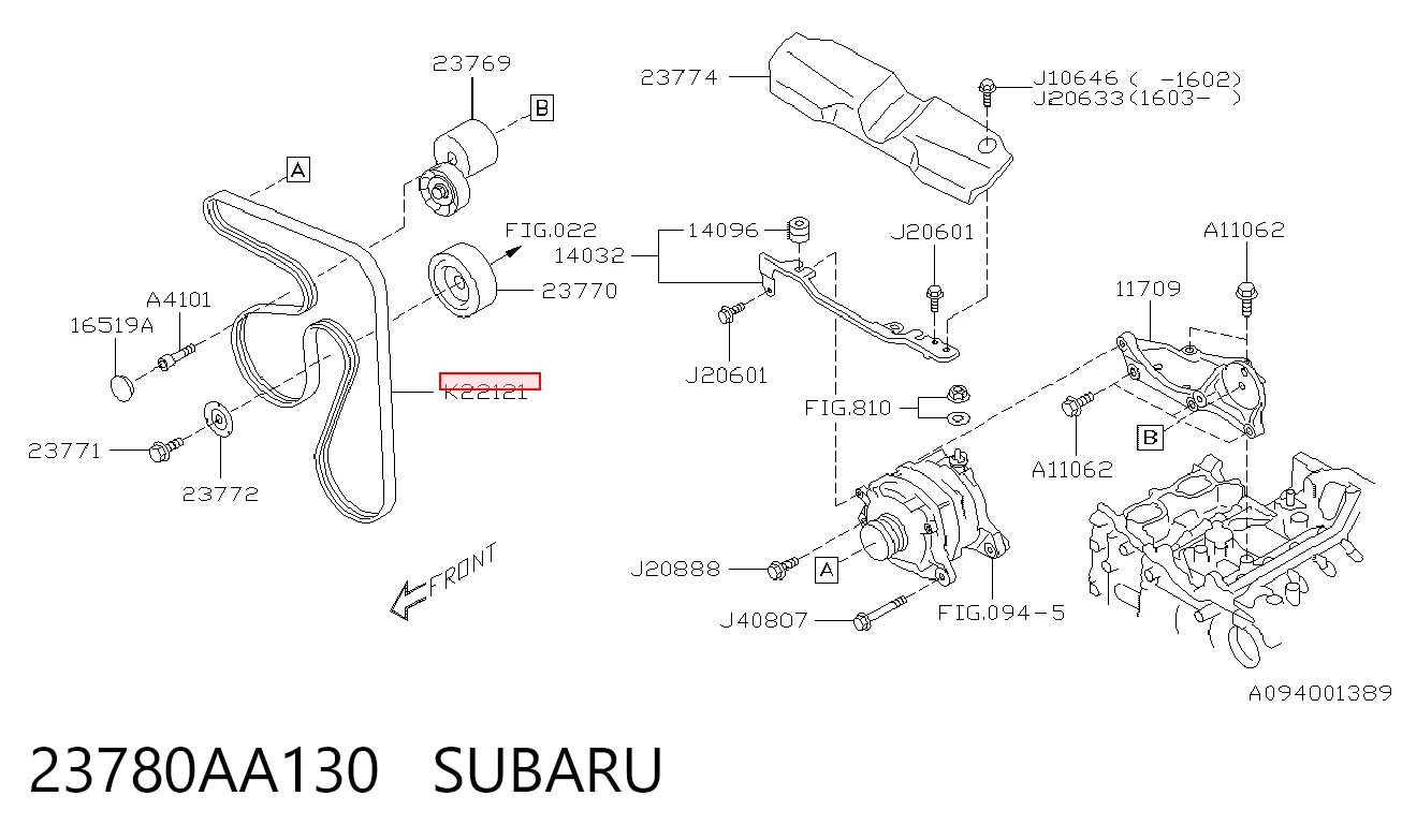 23780AA130 Subaru Correia dos conjuntos de transmissão