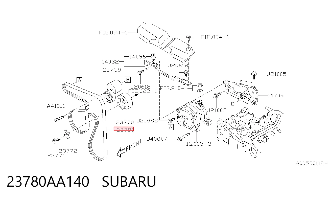 23780AA140 Subaru Correia dos conjuntos de transmissão