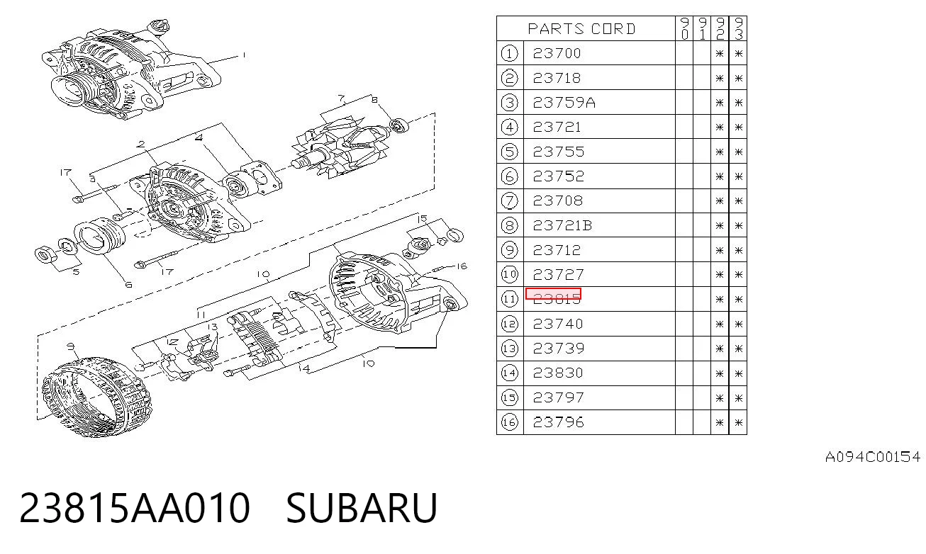  Relê-regulador do gerador (relê de carregamento) Subaru Legacy I sedan (BC) (1989 - 1994) I
