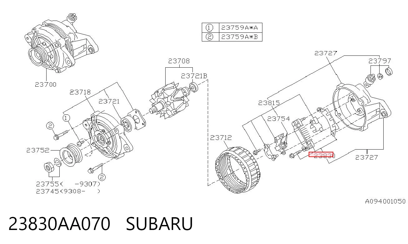  Eixo de diodos do gerador Subaru Impreza I sedan (GC) (1992 - 2000) I