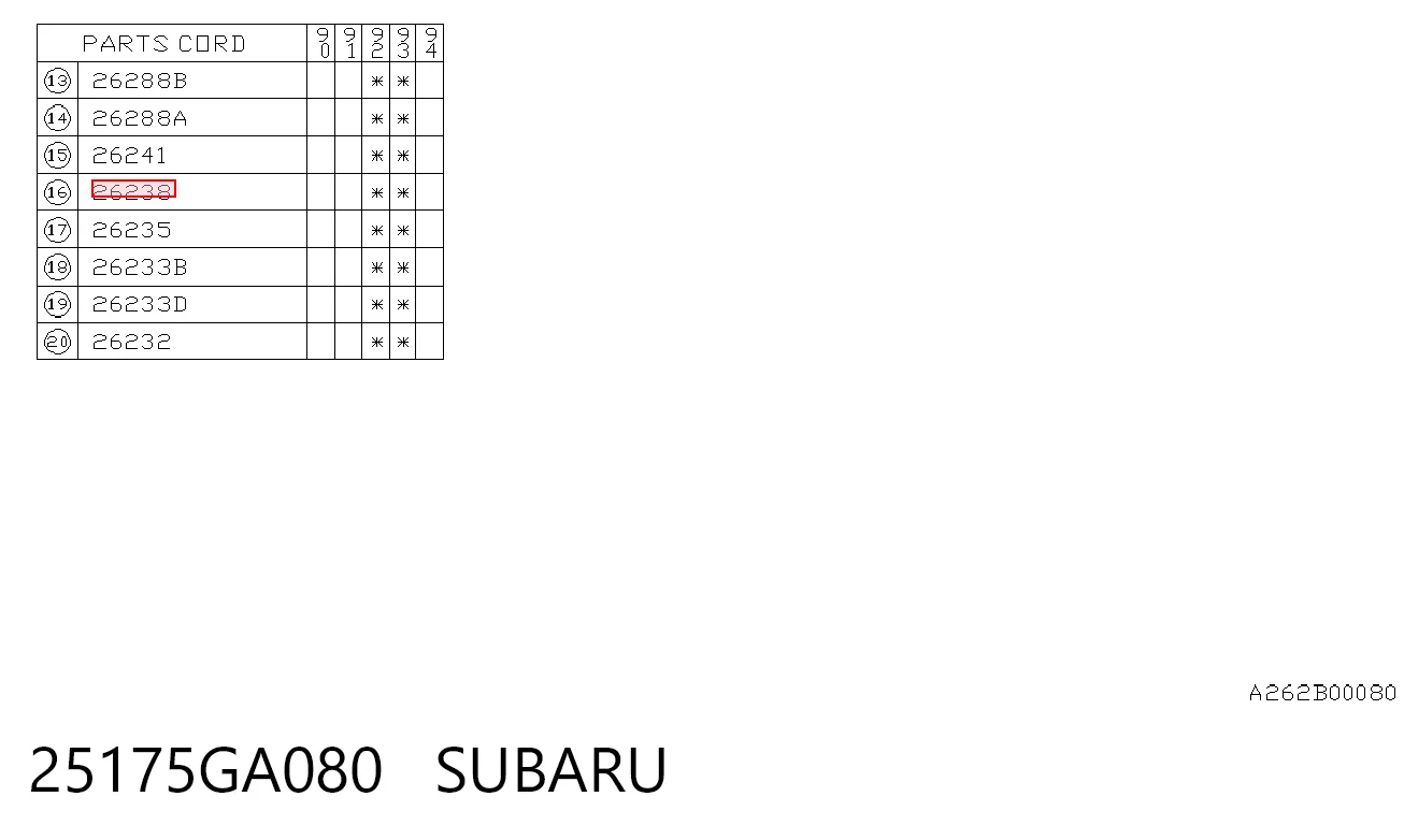 25175GA080 Subaru