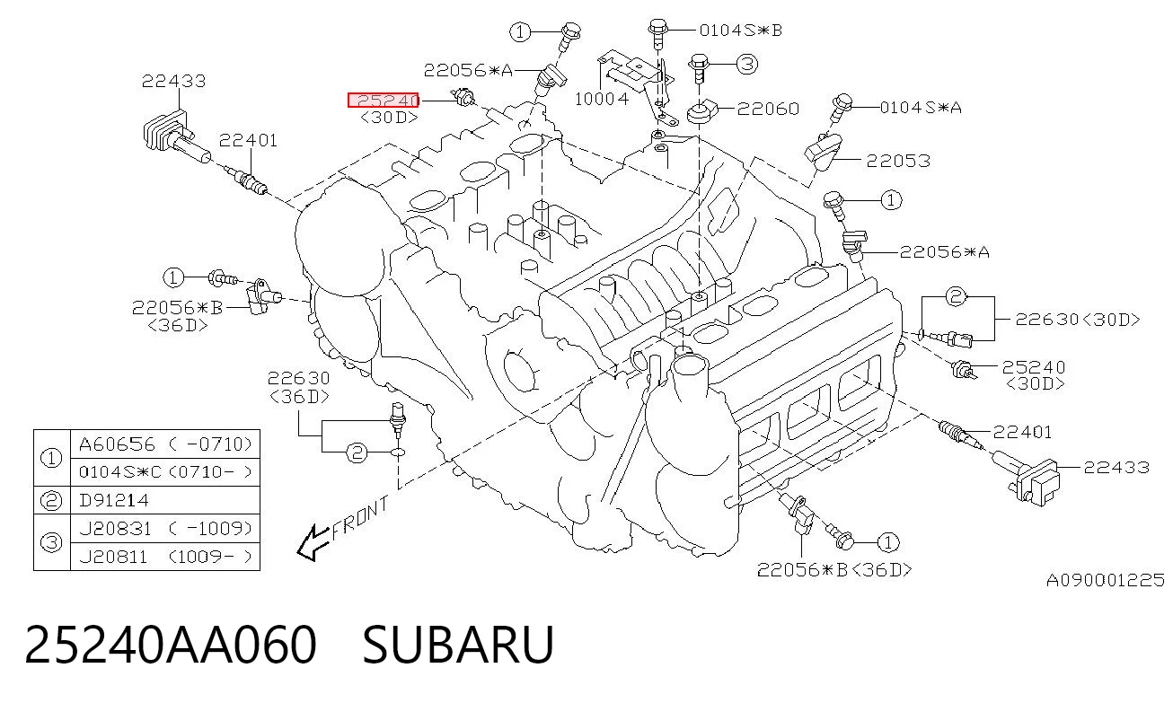 25240AA060 Subaru Sensor de pressão de óleo