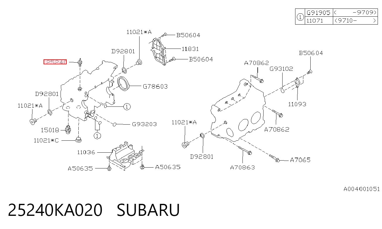 25240KA020 Subaru Sensor de pressão de óleo
