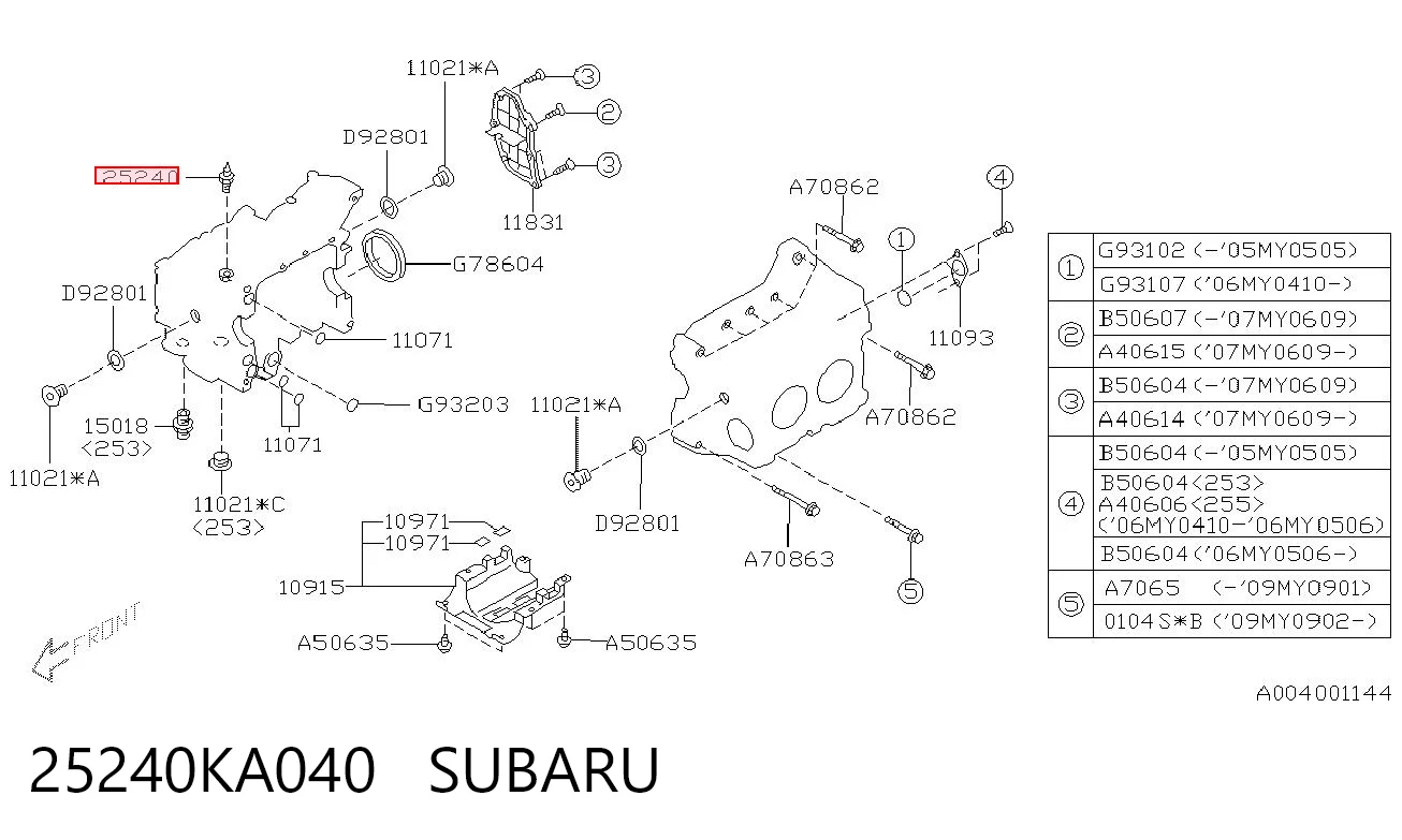25240KA040 Subaru Sensor de pressão de óleo