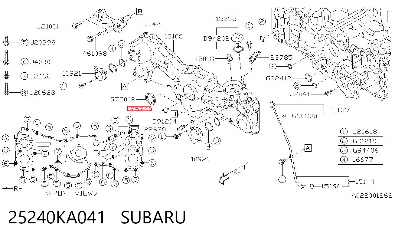 25240KA041 Subaru Sensor de pressão de óleo