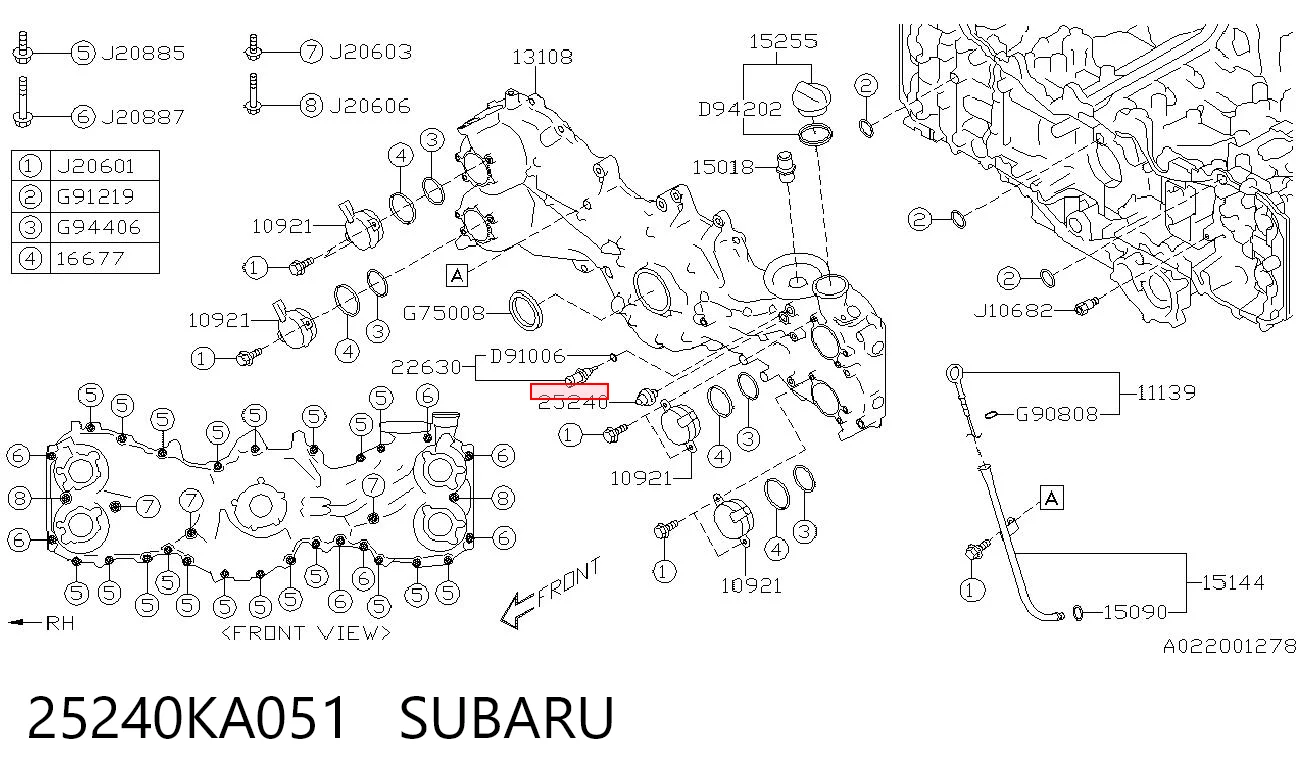 25240KA051 Subaru Sensor de pressão de óleo