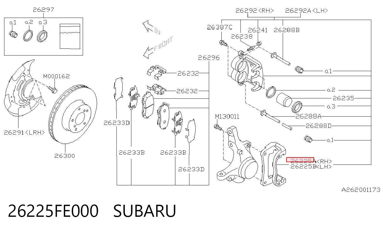 26225FE000 Subaru Braçadeira do freio de suporte dianteiro