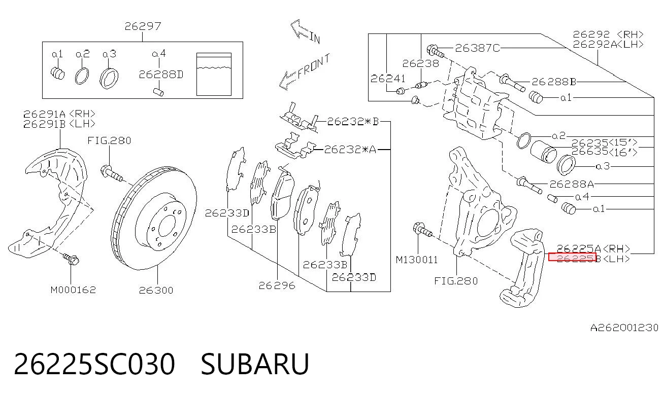 26225SC030 Subaru Kit de molas de fixação de sapatas de disco dianteiras
