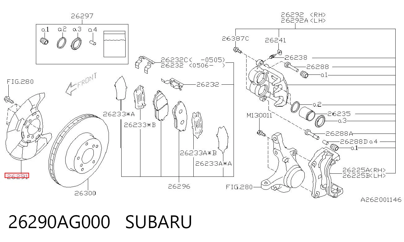 26290AG000 Subaru Proteção do freio de disco dianteiro