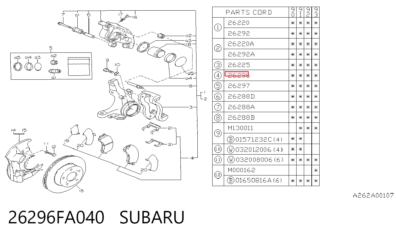 26296FA040 Subaru