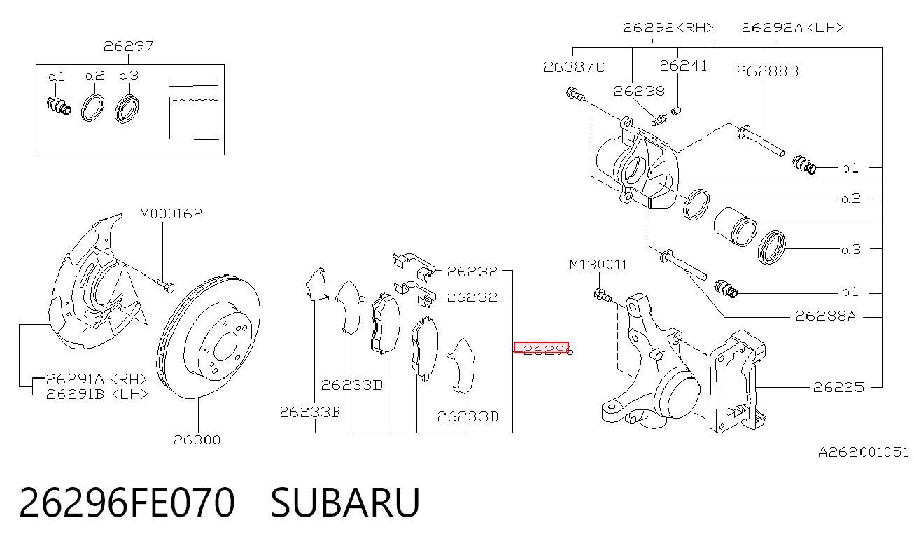 26296FE070 Subaru Sapatas do freio dianteiras de disco