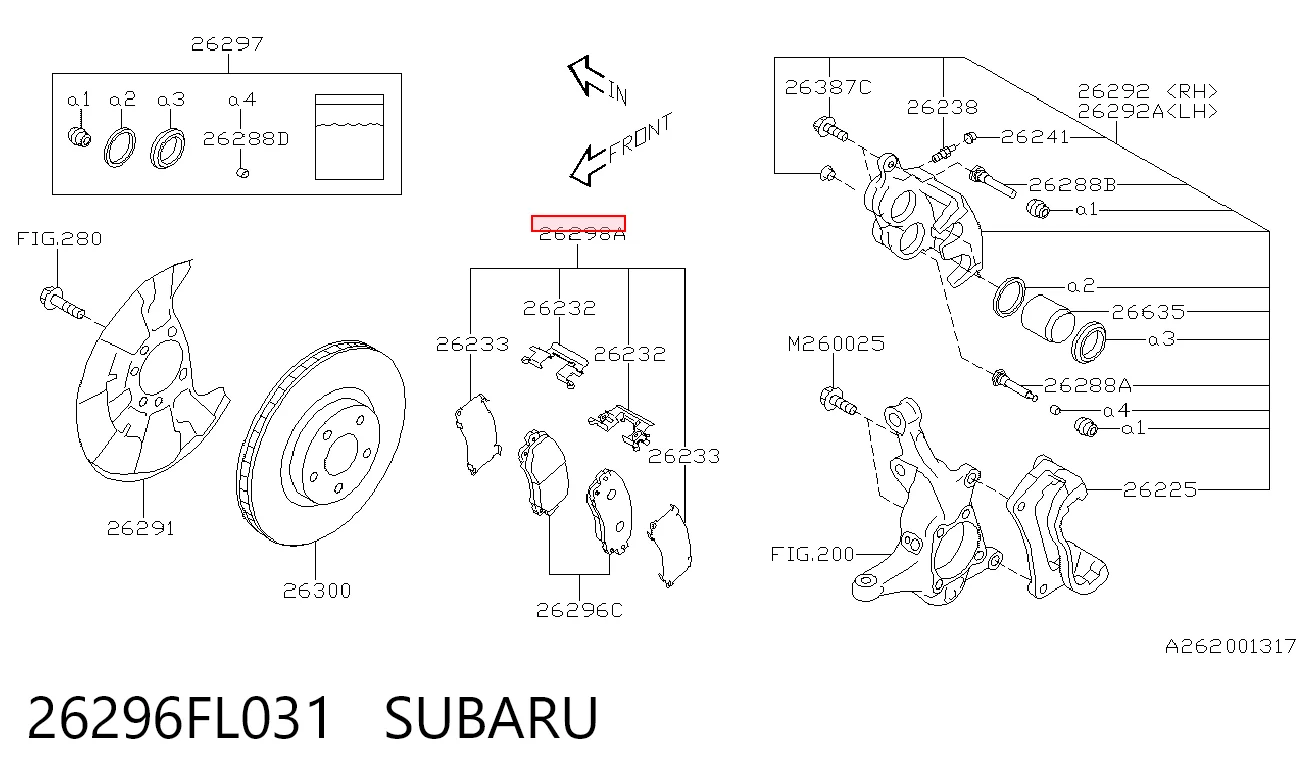 Sapatas do freio dianteiras de disco Subaru 26296FL031 preço, a partir de 137,56 USD