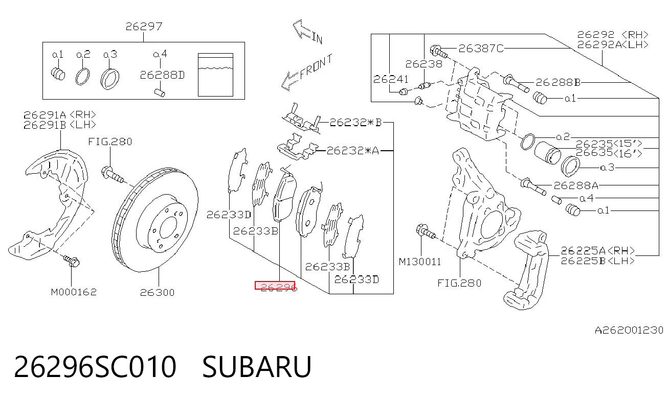 26296SC010 Subaru Sapatas do freio dianteiras de disco