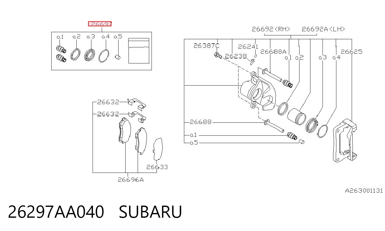 Compre Kit de reparação de suporte do freio traseiro Subaru Impreza 1