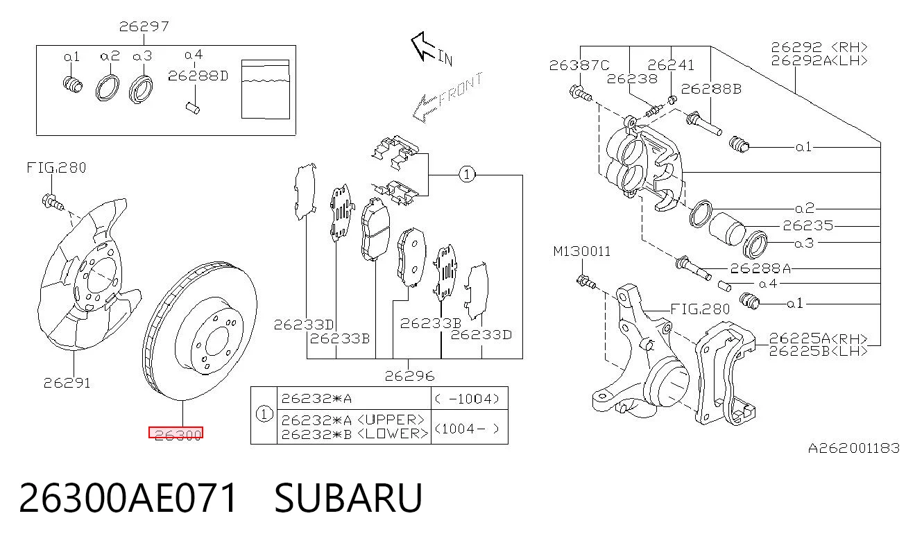 26300AE071 Subaru Disco do freio dianteiro
