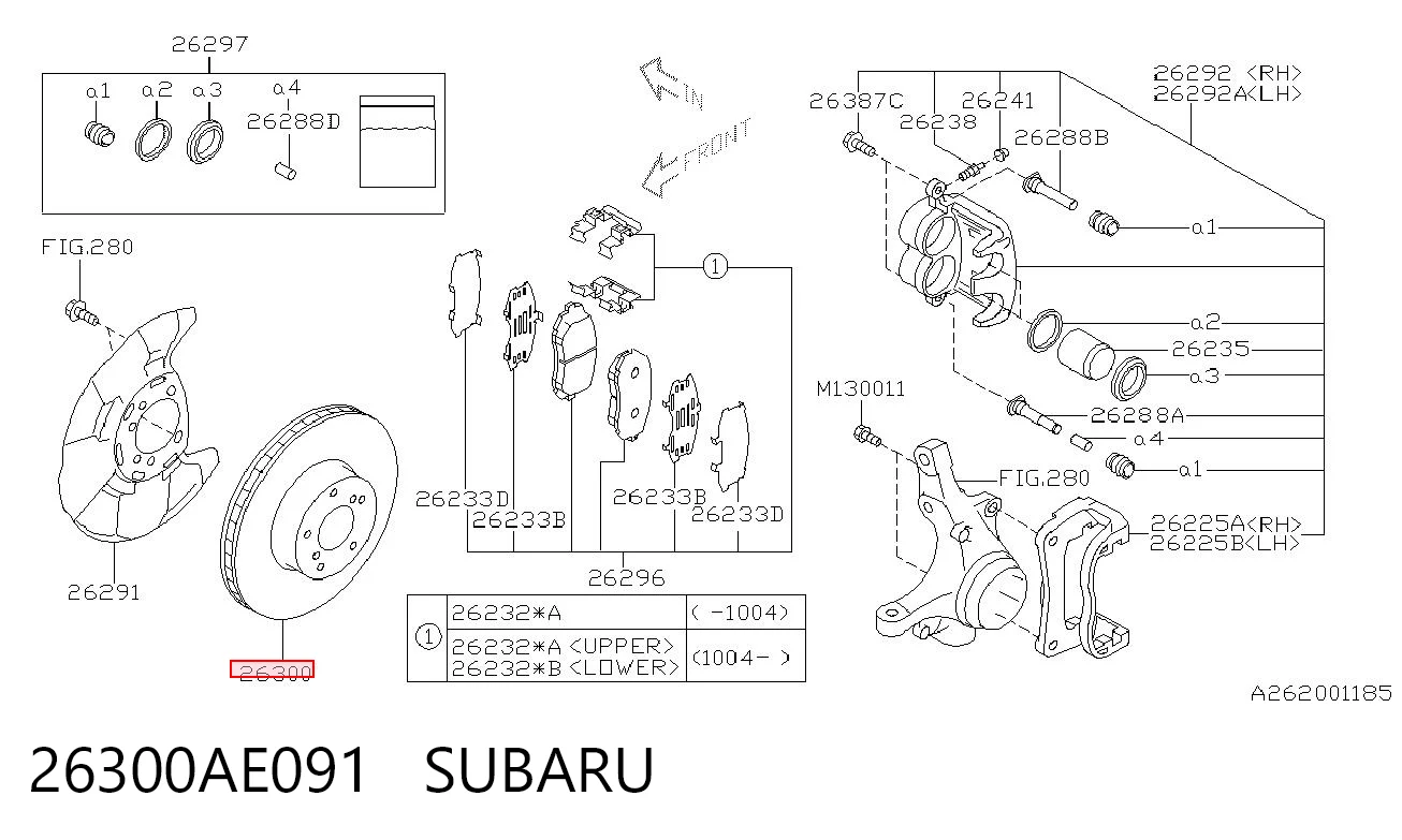 26300AE091 Subaru Disco do freio dianteiro