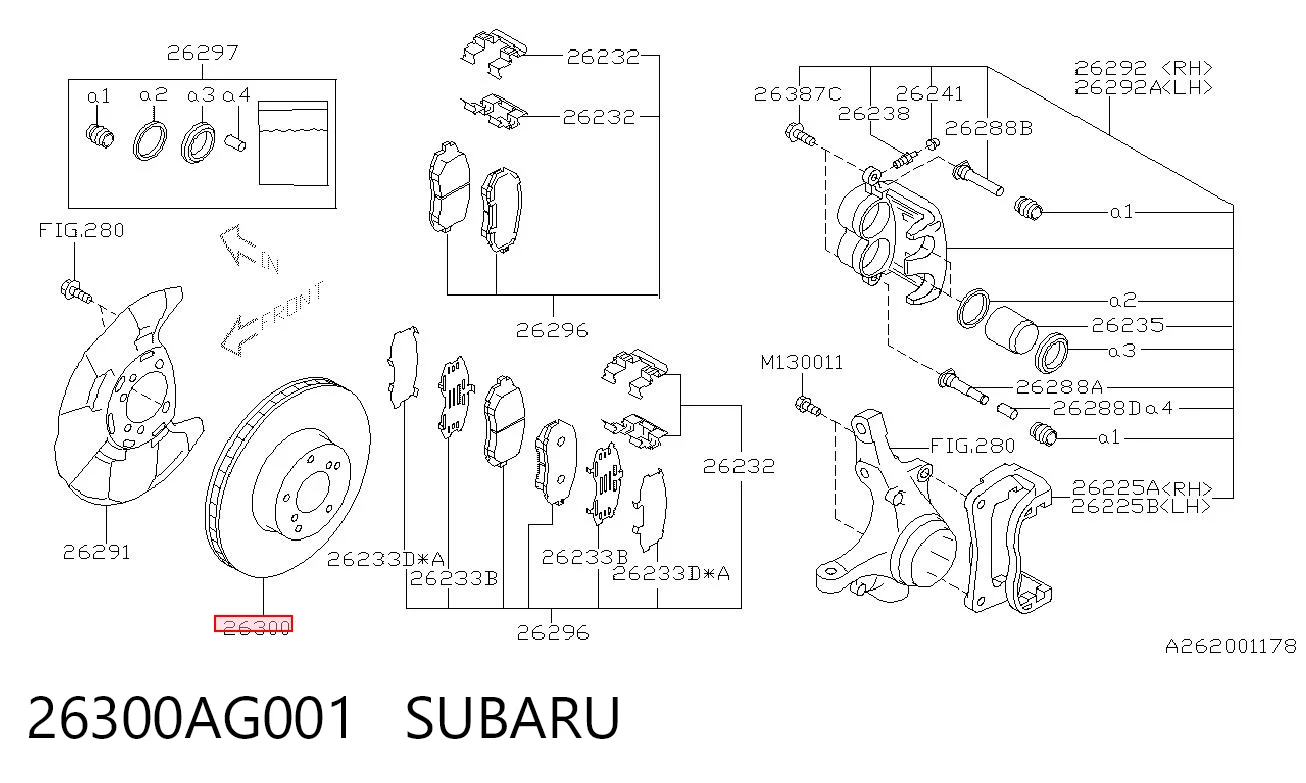 26300AG001 Subaru Disco do freio dianteiro