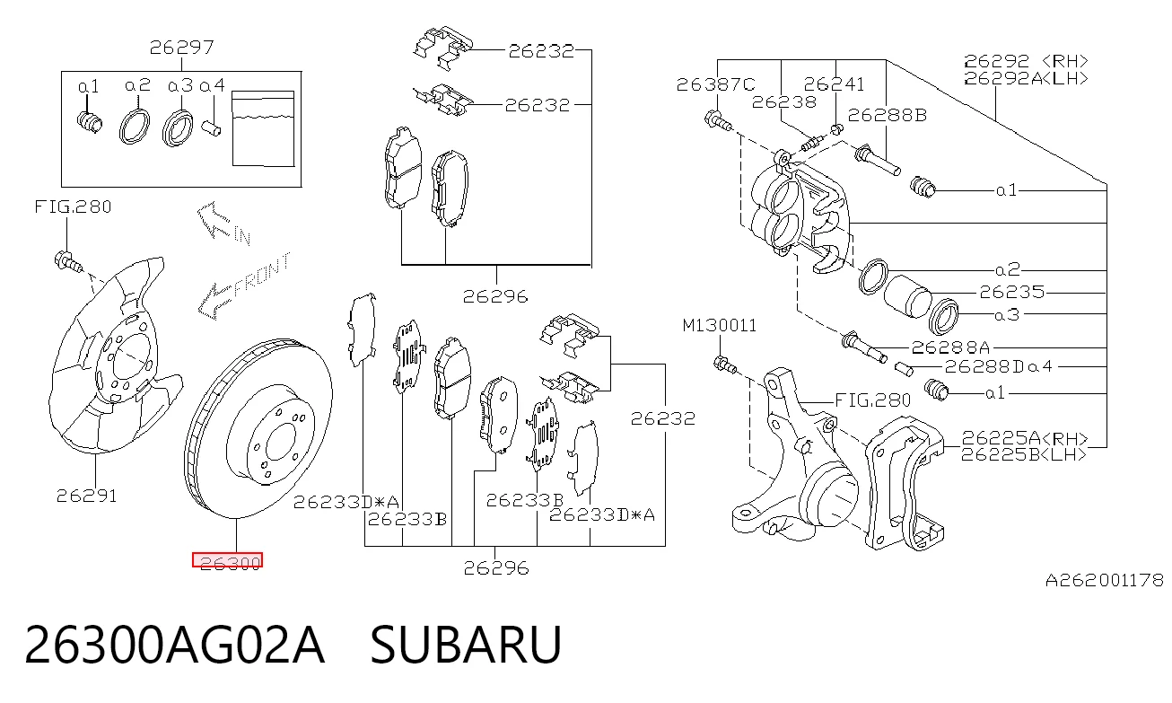 26300AG02A Subaru Disco do freio dianteiro