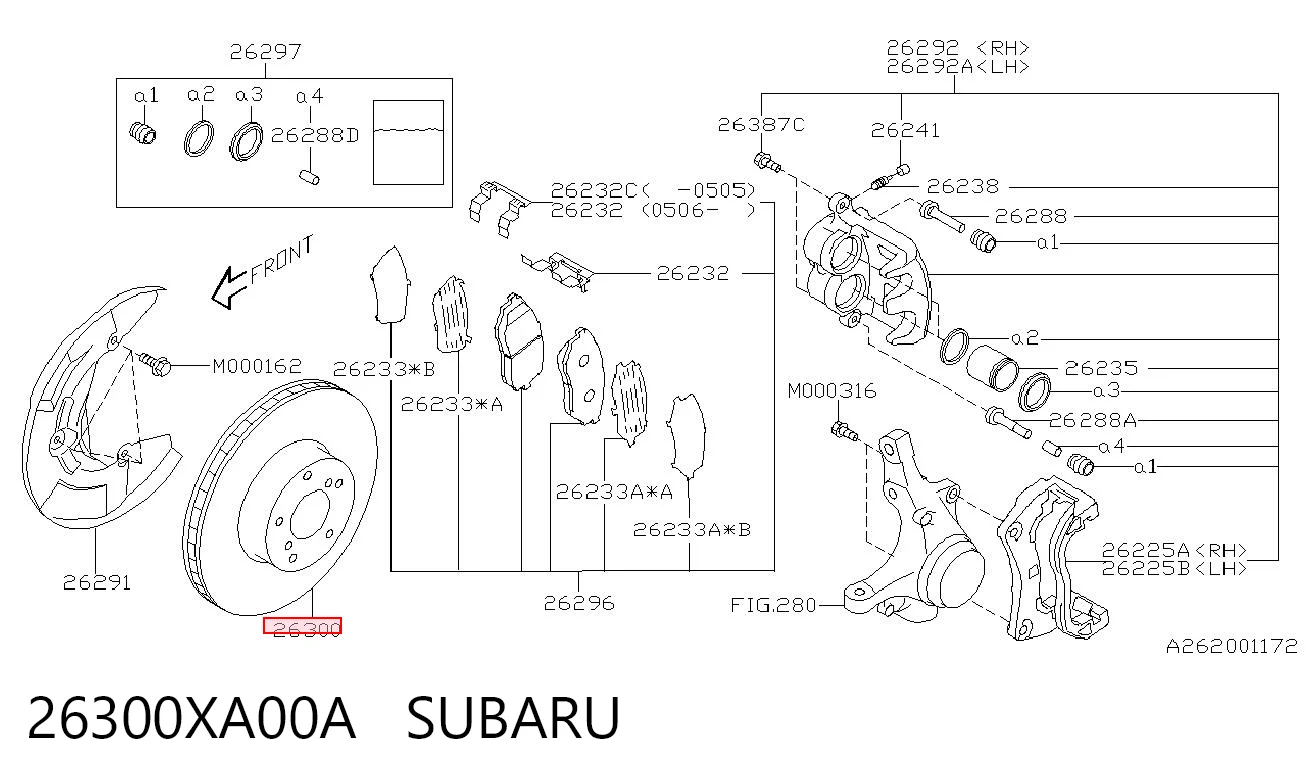 26300XA00A Subaru Disco do freio dianteiro