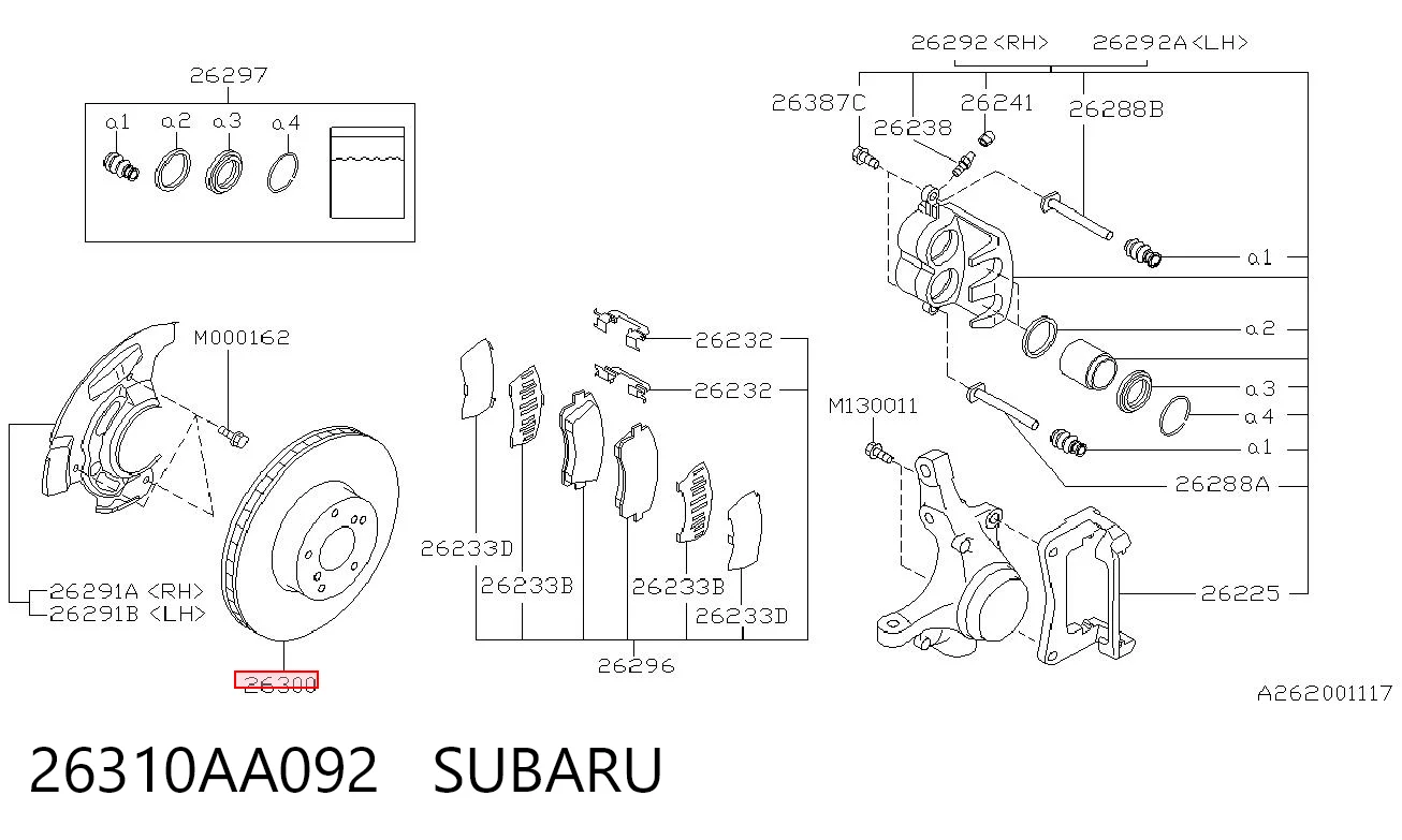 26310AA092 Subaru Disco do freio dianteiro
