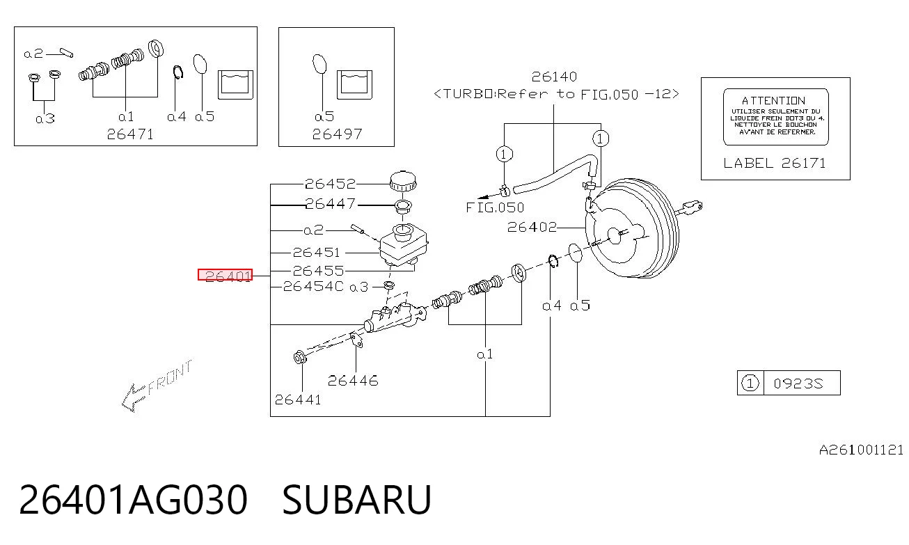 Cilindro mestre do freio para Subaru Impreza III GH