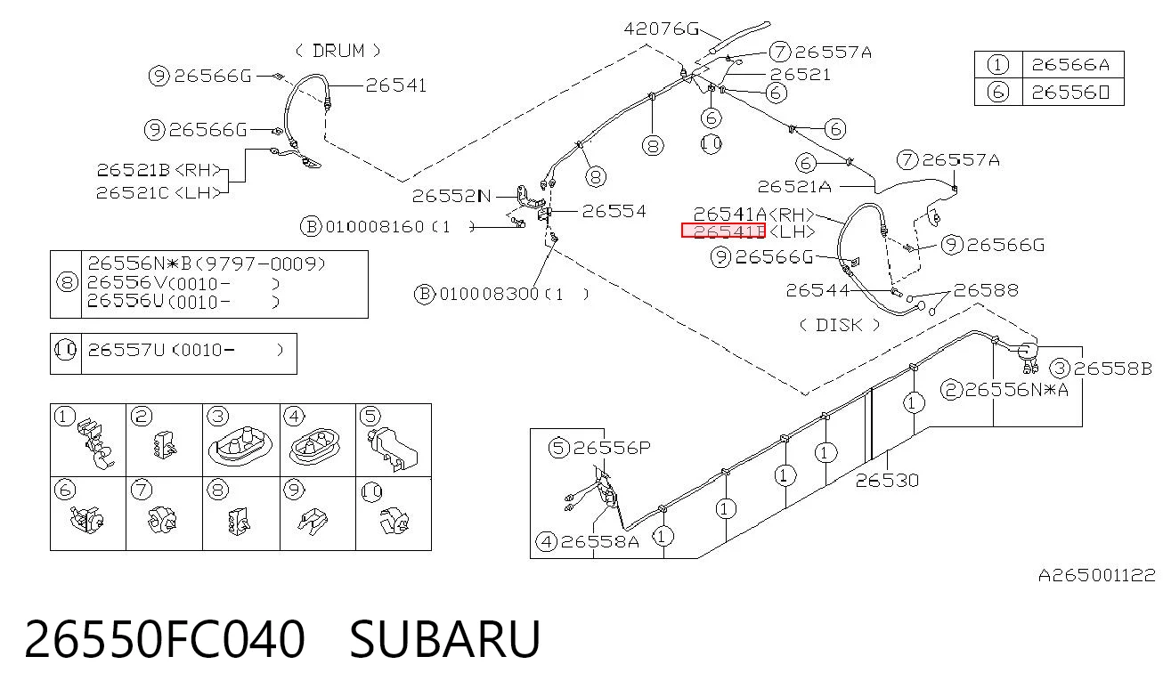 26550FC040 Subaru Mangueira do freio traseira esquerda