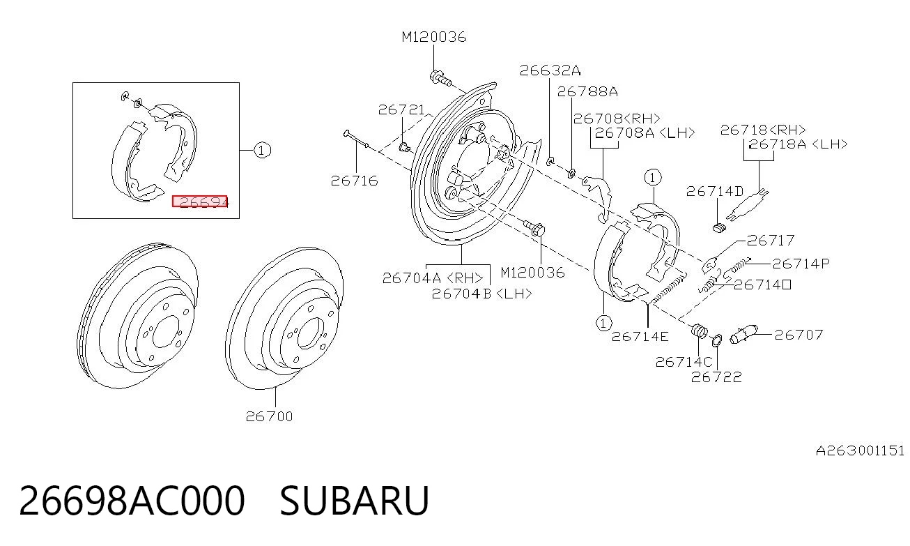 Sapatas do freio de estacionamento Subaru Legacy I BC ao melhor preço