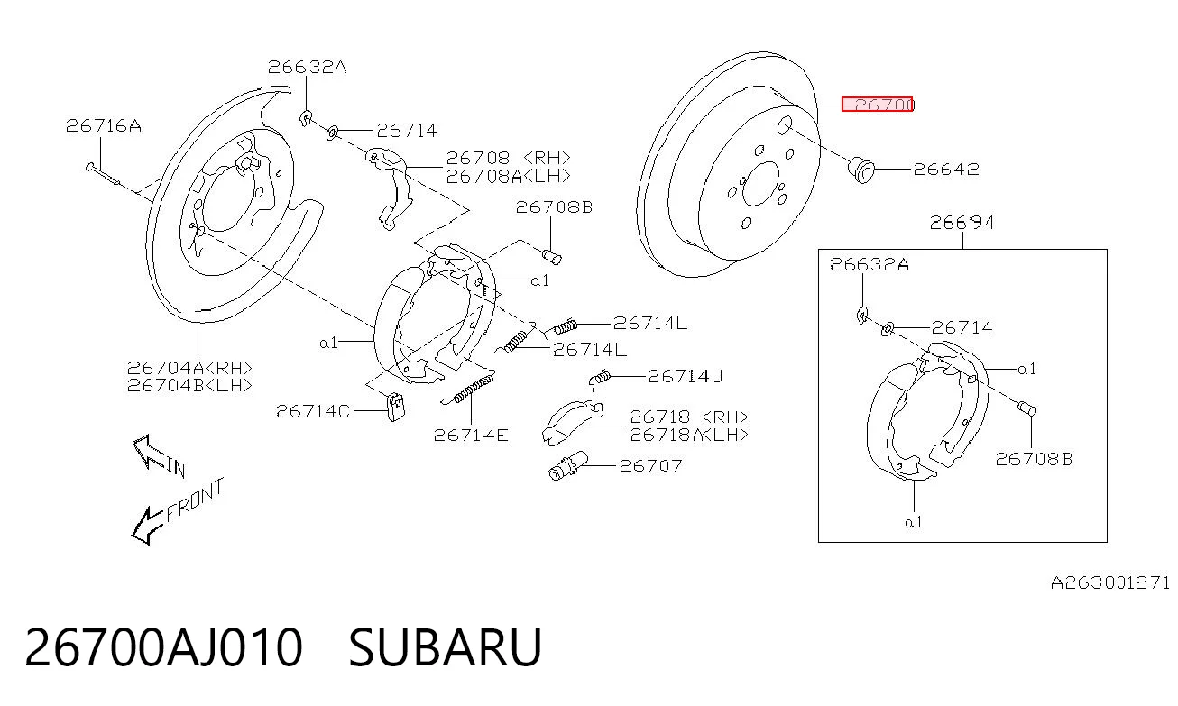 26700AJ010 Subaru Disco do freio traseiro