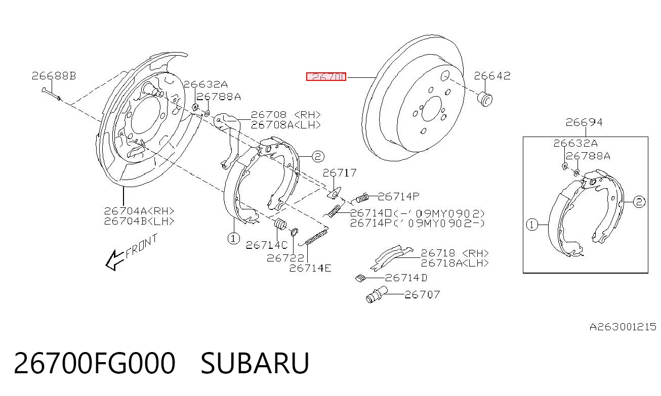 26700FG000 Subaru Disco do freio traseiro