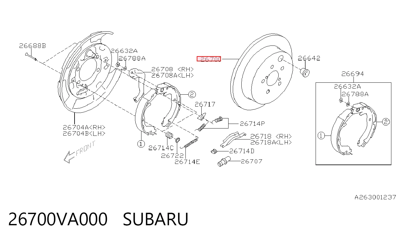 26700VA000 Subaru Disco do freio traseiro