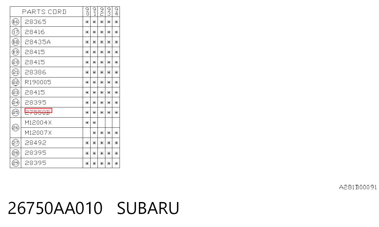 26750AA010 Subaru