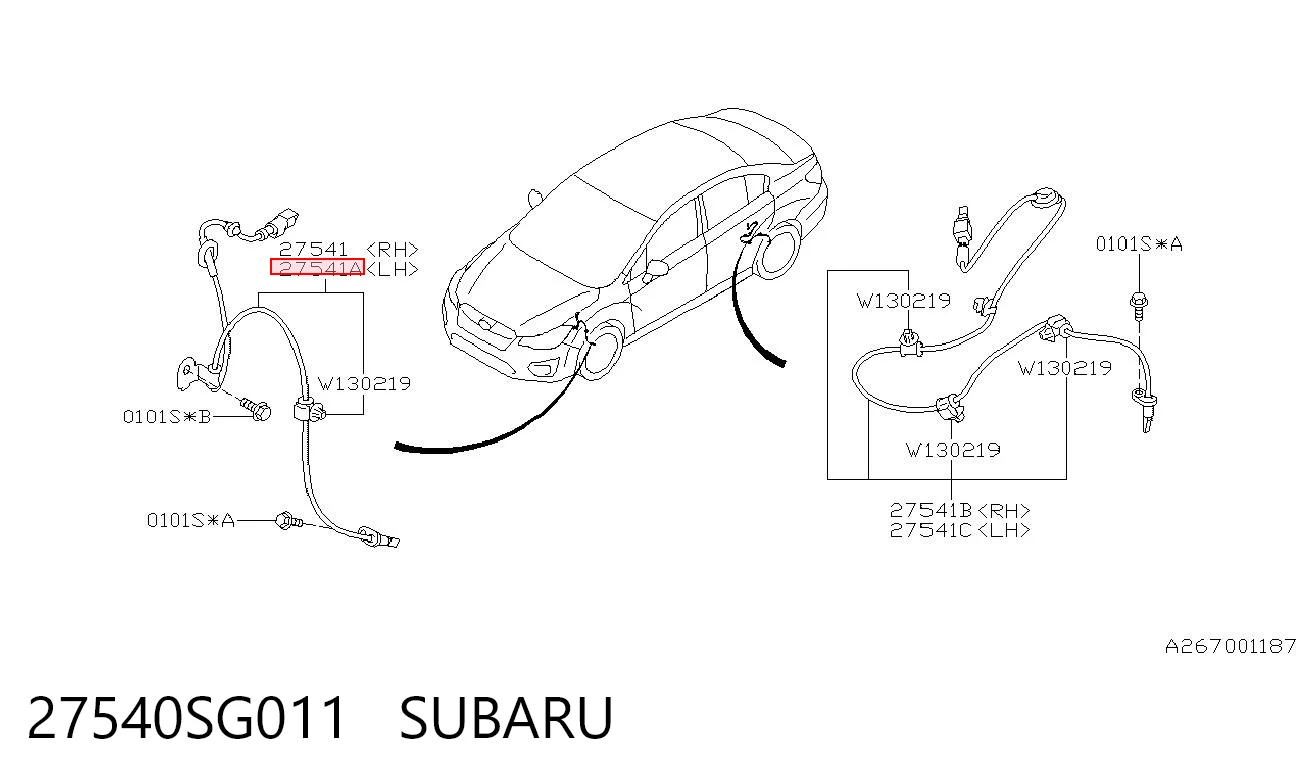 27540SG011 Subaru Sensor ABS dianteiro esquerdo