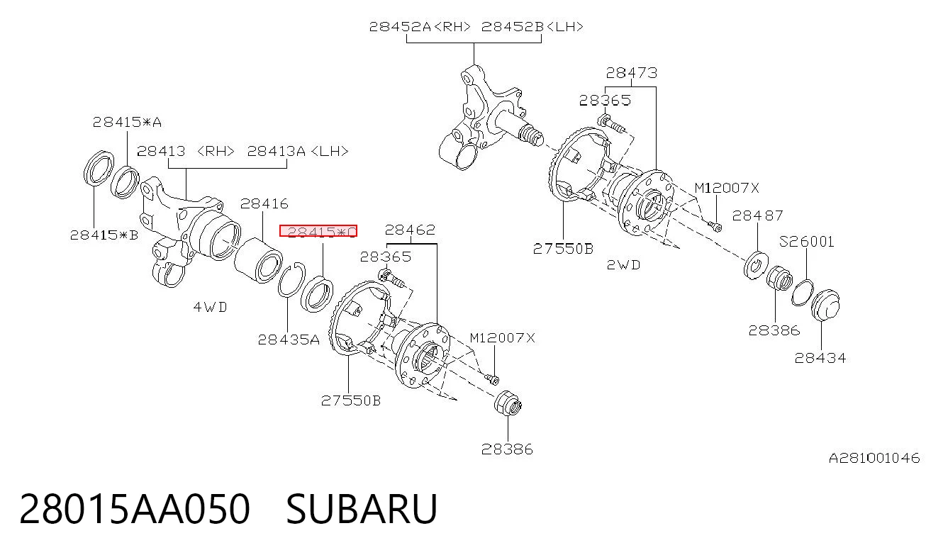 28015AA050 Subaru Vedação externa de cubo traseiro