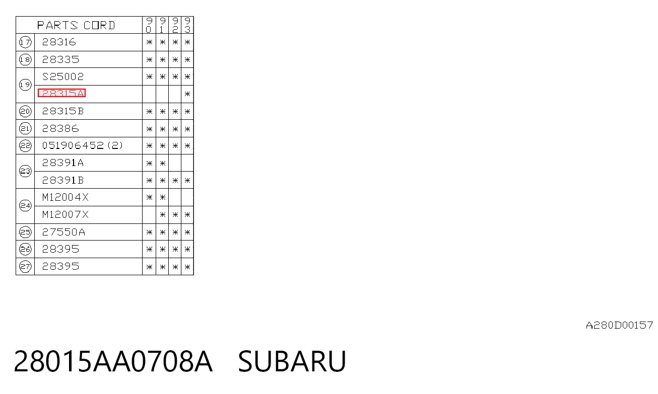 28015AA0708A Subaru Bucim externo de cubo dianteiro