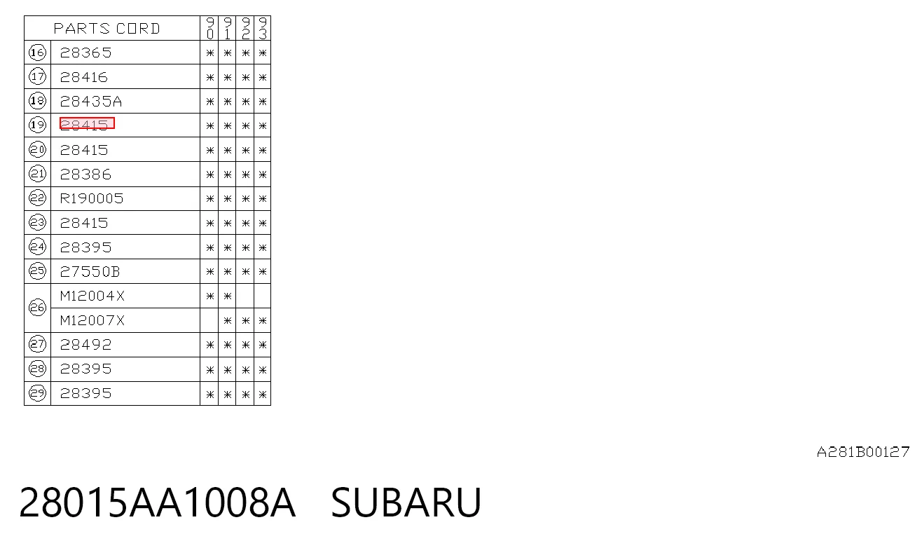 28015AA1008A Subaru Vedação interna de cubo traseiro