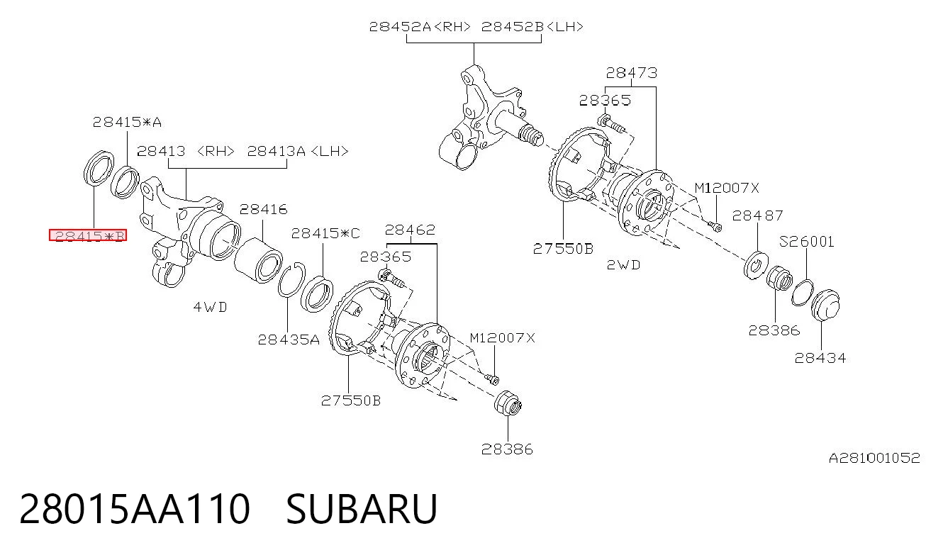 28015AA110 Subaru Bucim de cubo traseiro