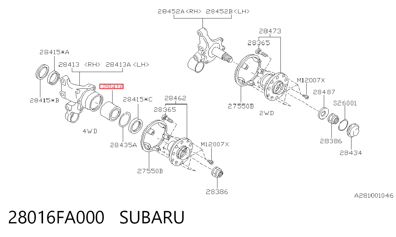 28016FA000 Subaru Rolamento de cubo traseiro