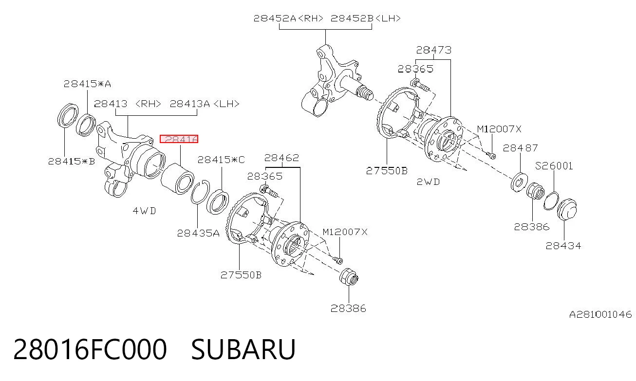 28016FC000 Subaru Rolamento de cubo traseiro