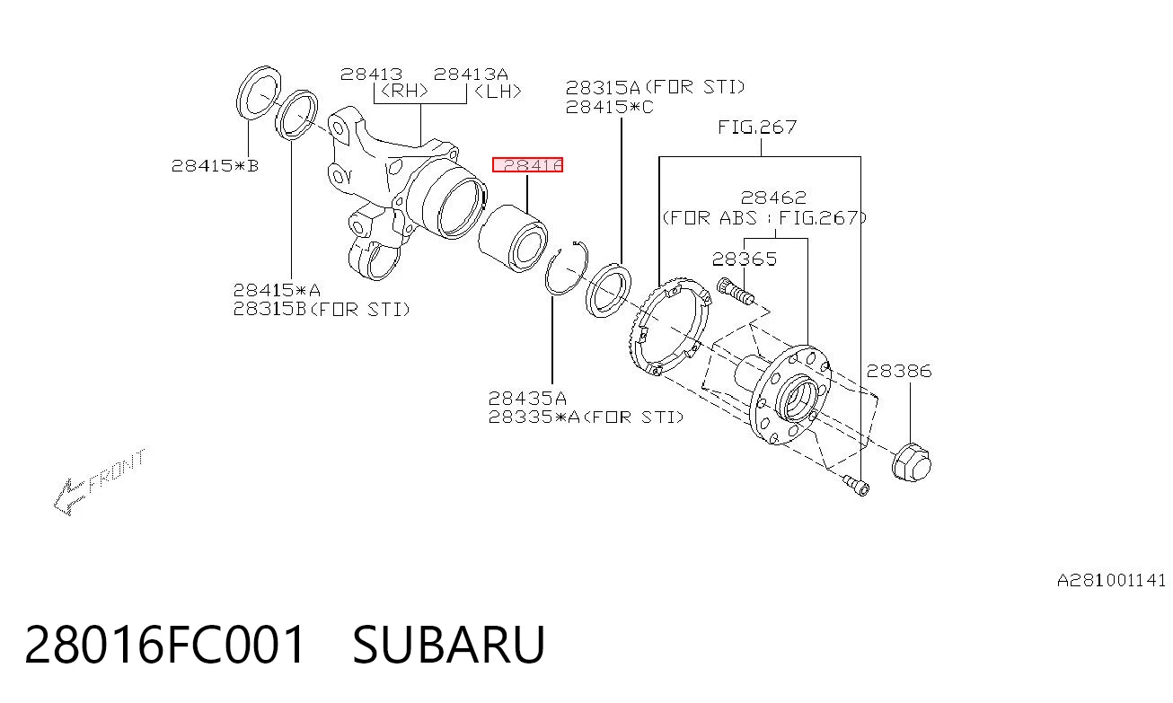 28016FC001 Subaru Rolamento de cubo traseiro