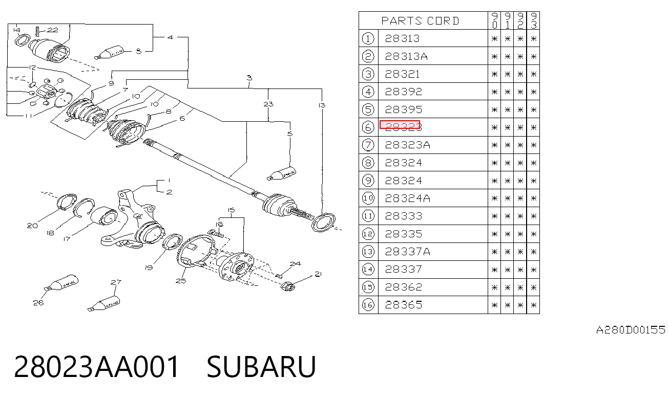 Bota de proteção externa de junta homocinética do semieixo dianteiro para Subaru Legacy BC