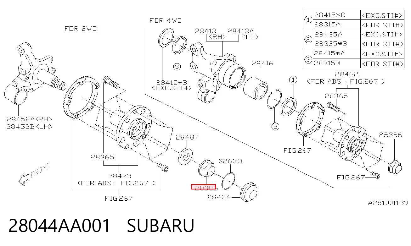 28044AA001 Subaru 