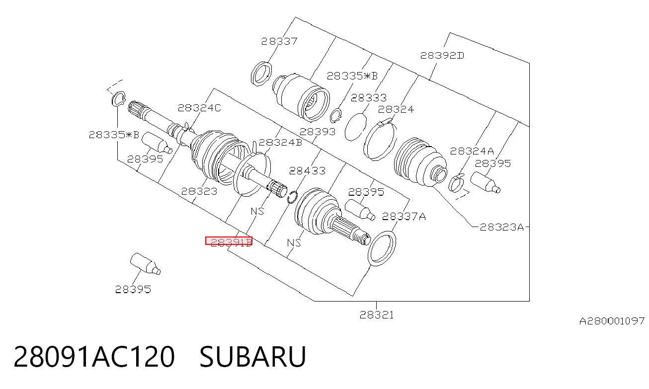 28091AC120 Subaru Junta homocinética externa dianteira