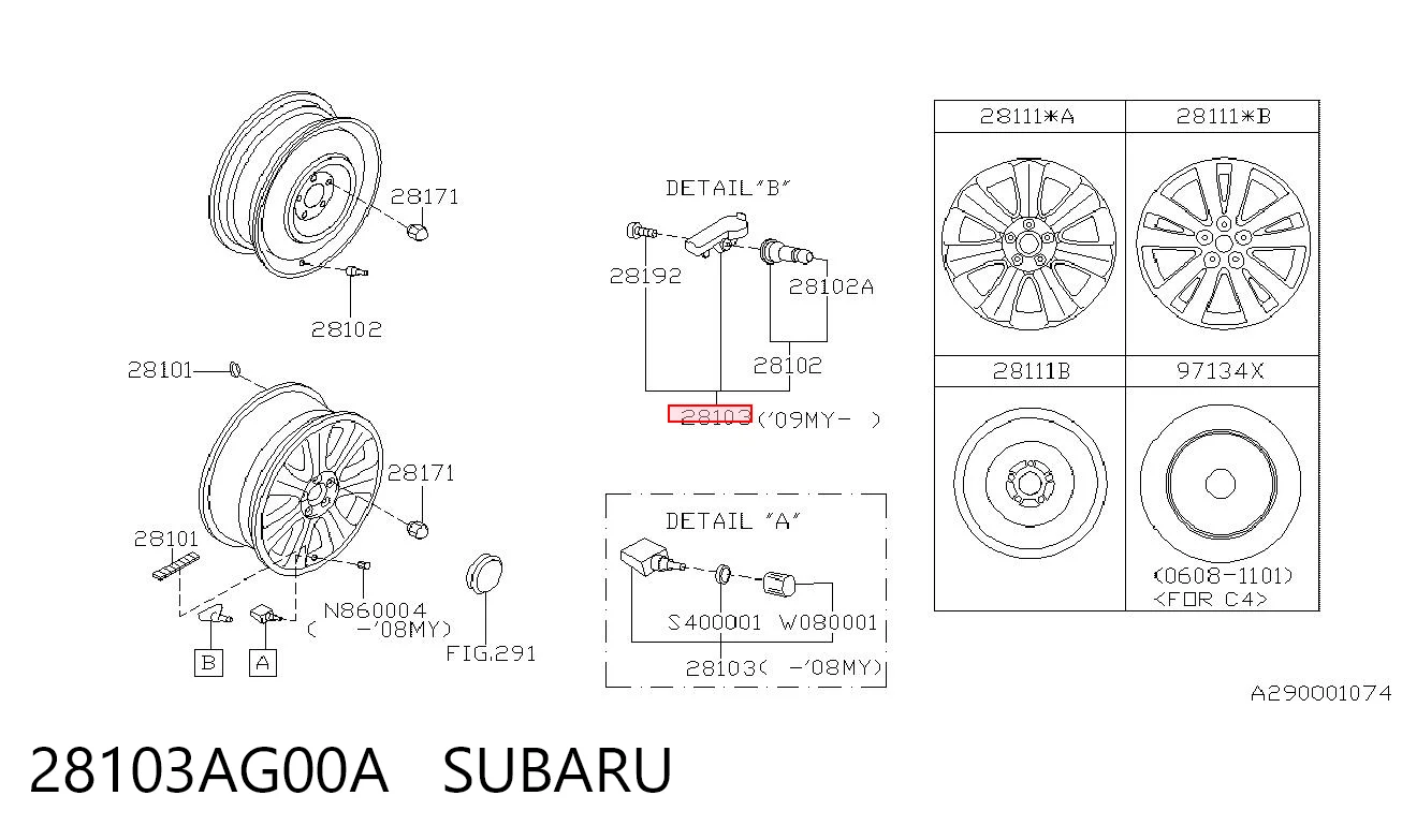28103AG00A Subaru Sensor de pressão de ar nos pneus