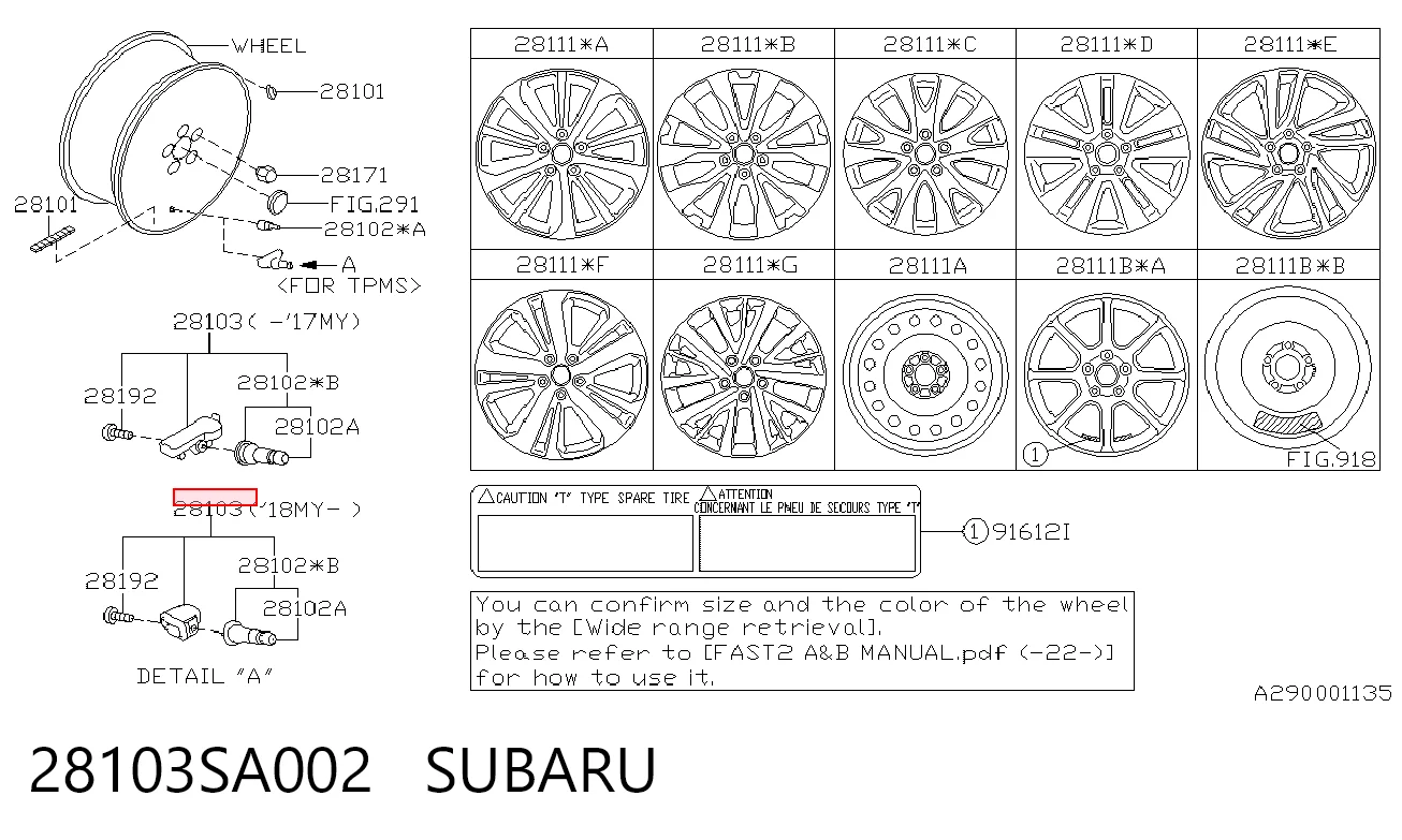 28103SA002 Subaru Sensor de pressão de ar nos pneus