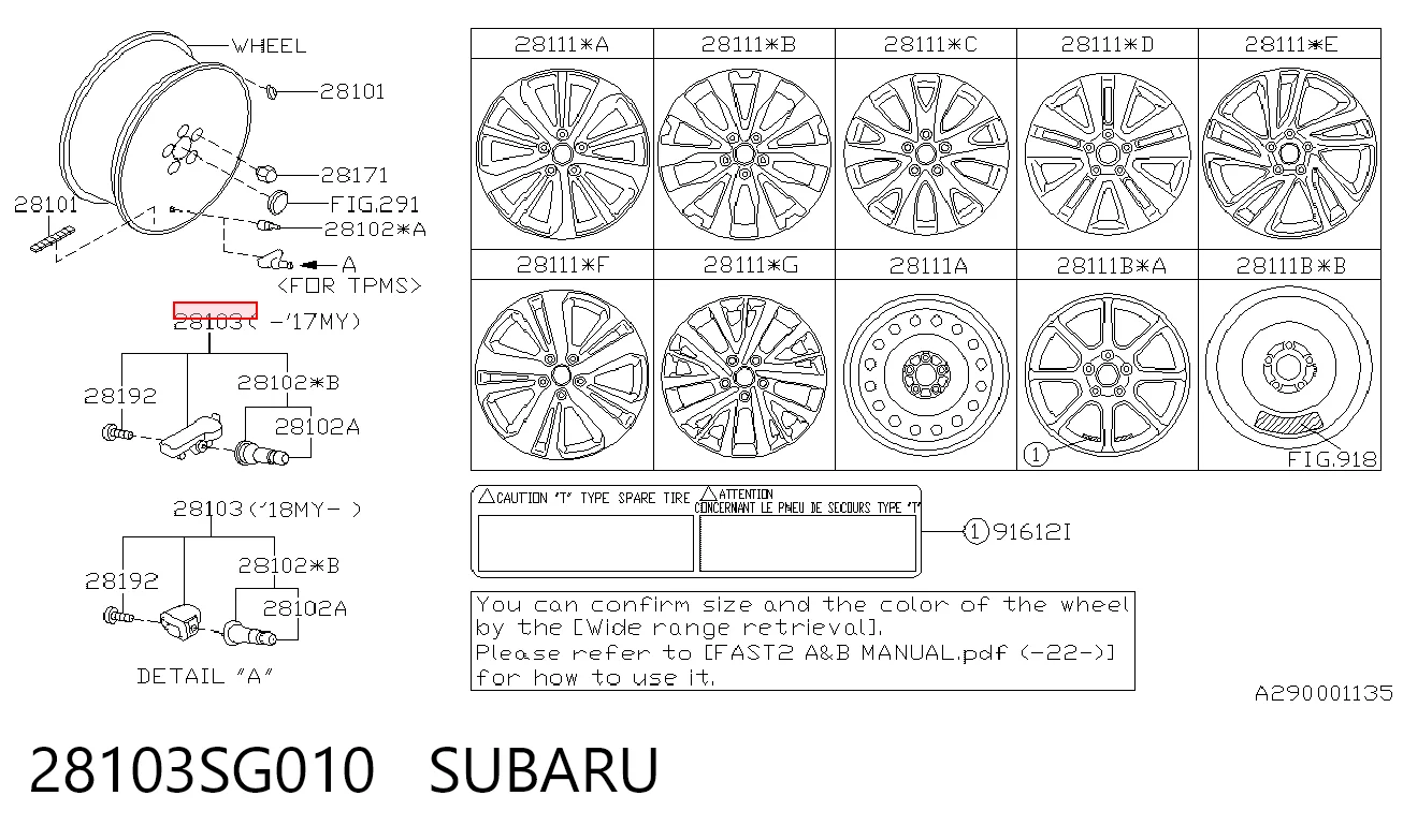 28103SG010 Subaru Sensor de pressão de ar nos pneus