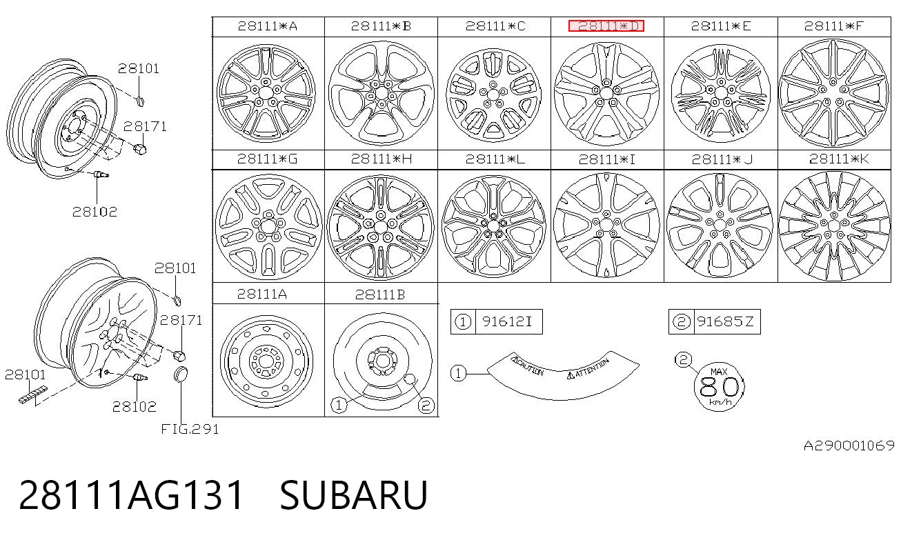 Discos de roda de aleação ligeira (de aleação ligeira, de titânio) para Subaru Outback III B13, BP