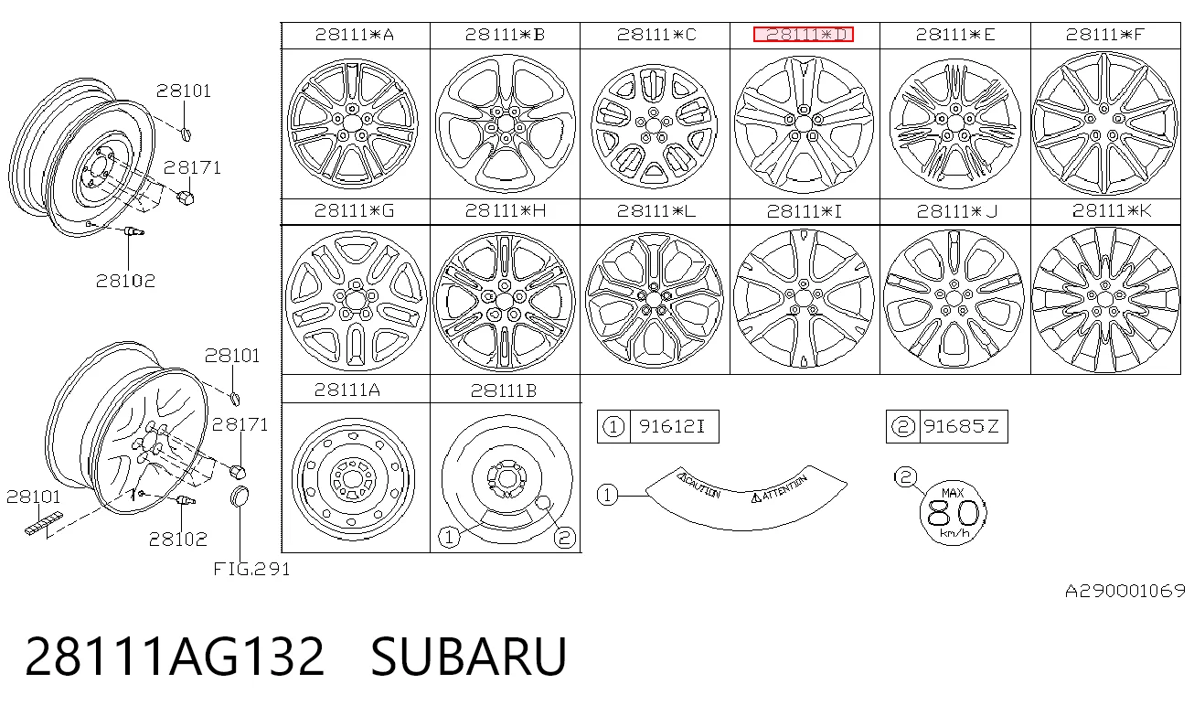 Discos de roda de aleação ligeira (de aleação ligeira, de titânio) para Subaru Outback III B13, BP