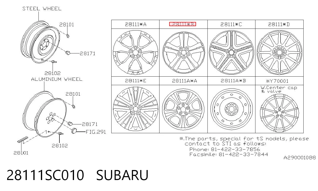 28111SC010 Subaru Discos de roda de aleação ligeira (de aleação ligeira, de titânio)