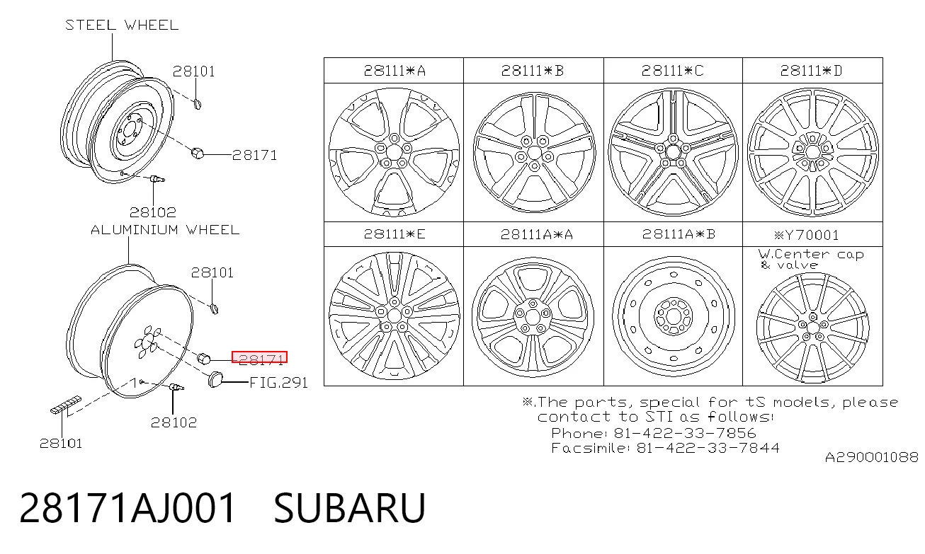 Porca de roda Subaru Impreza III GH