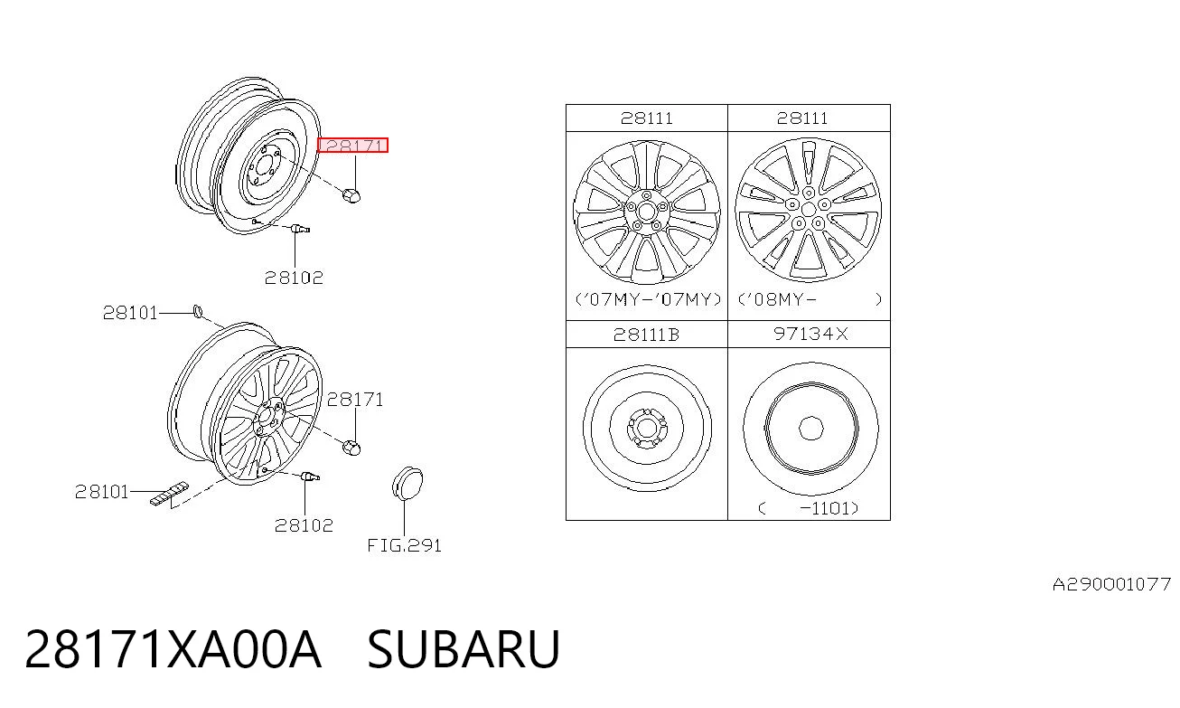 Porca de roda para Subaru Legacy BC